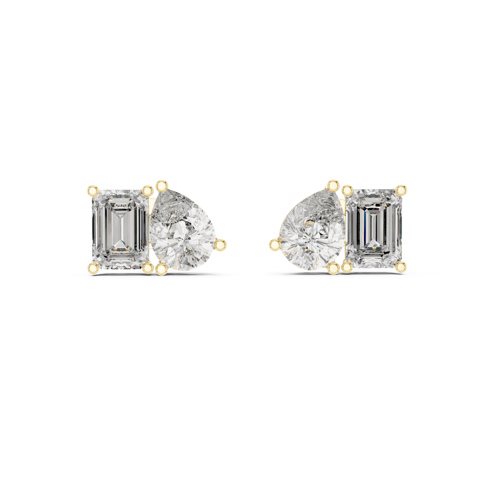 14K Solid Gold Lab Diamond Cluster Earrings, Yellow Gold
