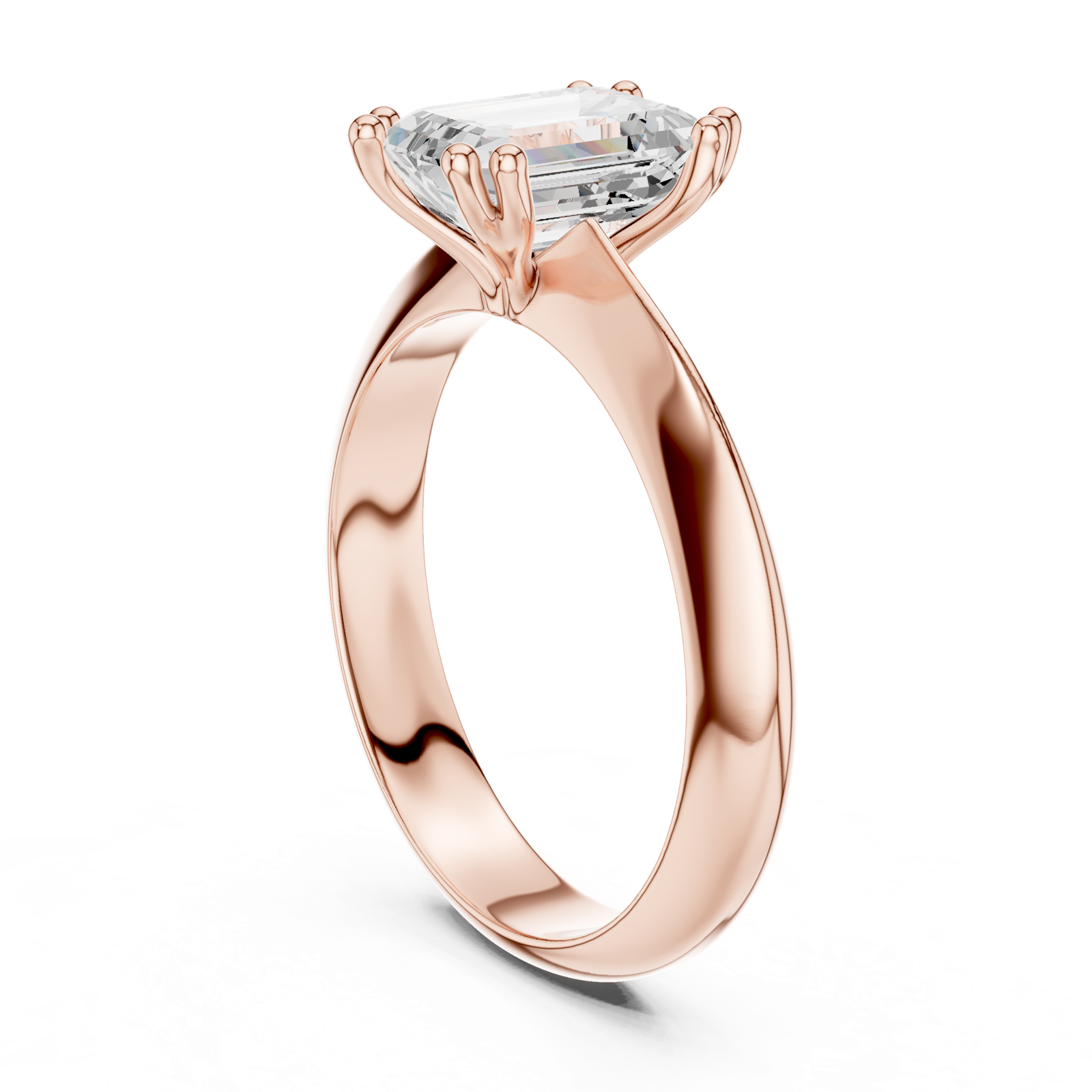 Gold Jewelry L36-8, Emerald center stone, Rose Gold, view 1