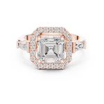 Gold Ring, Asscher center stone, Rose Gold, view 4