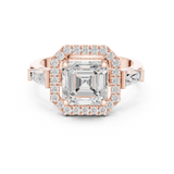 Gold Ring, Asscher center stone, Rose Gold, view 4