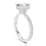 Gold Ring DDLR-165, Radiant center stone, White Gold, view 1