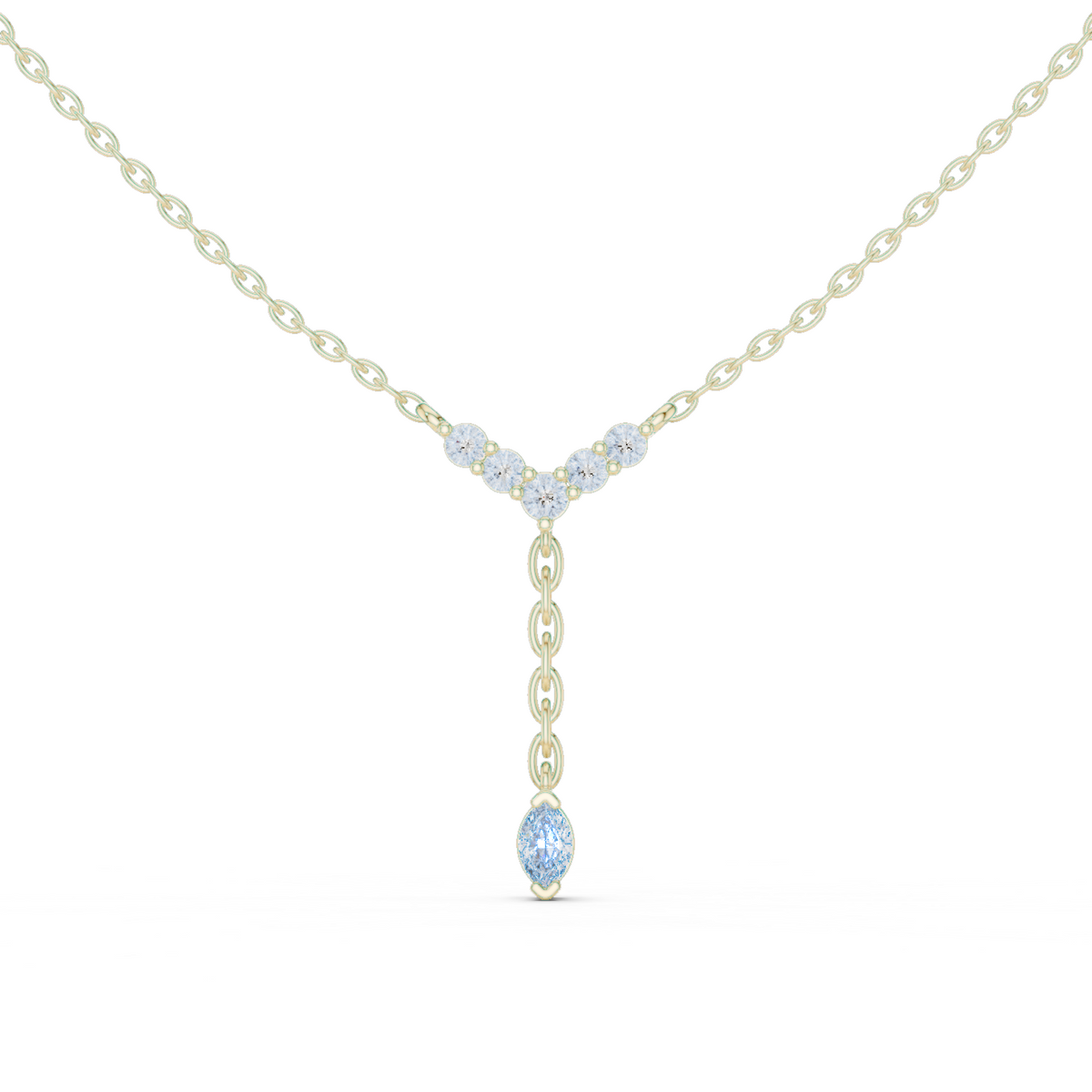 14K Solid Gold Lab Diamond Pendant Necklace, Yellow Gold