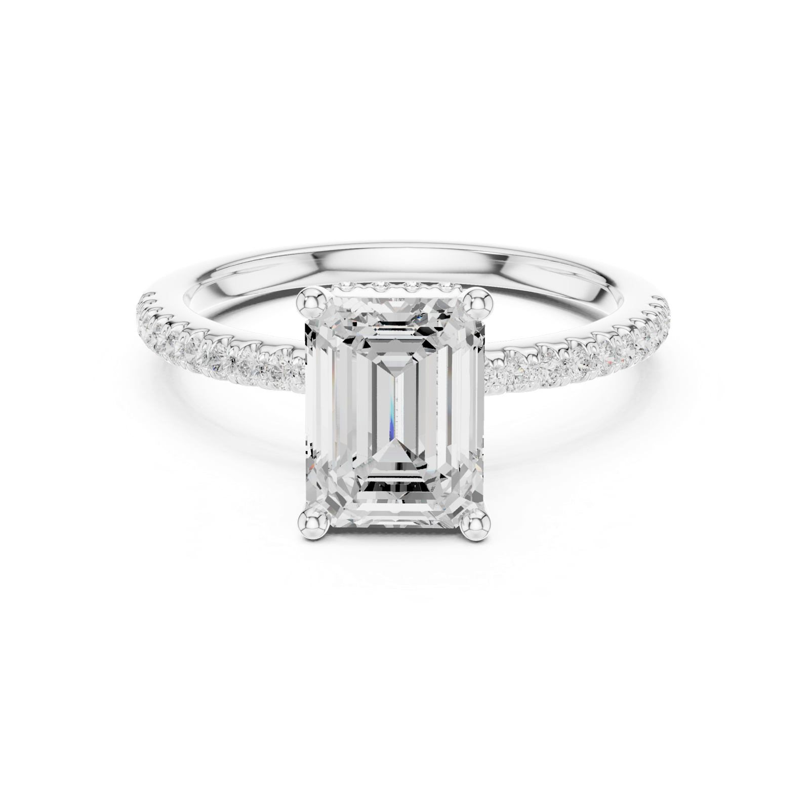 Gold Ring DDLR-177, Emerald center stone, White Gold, view 4