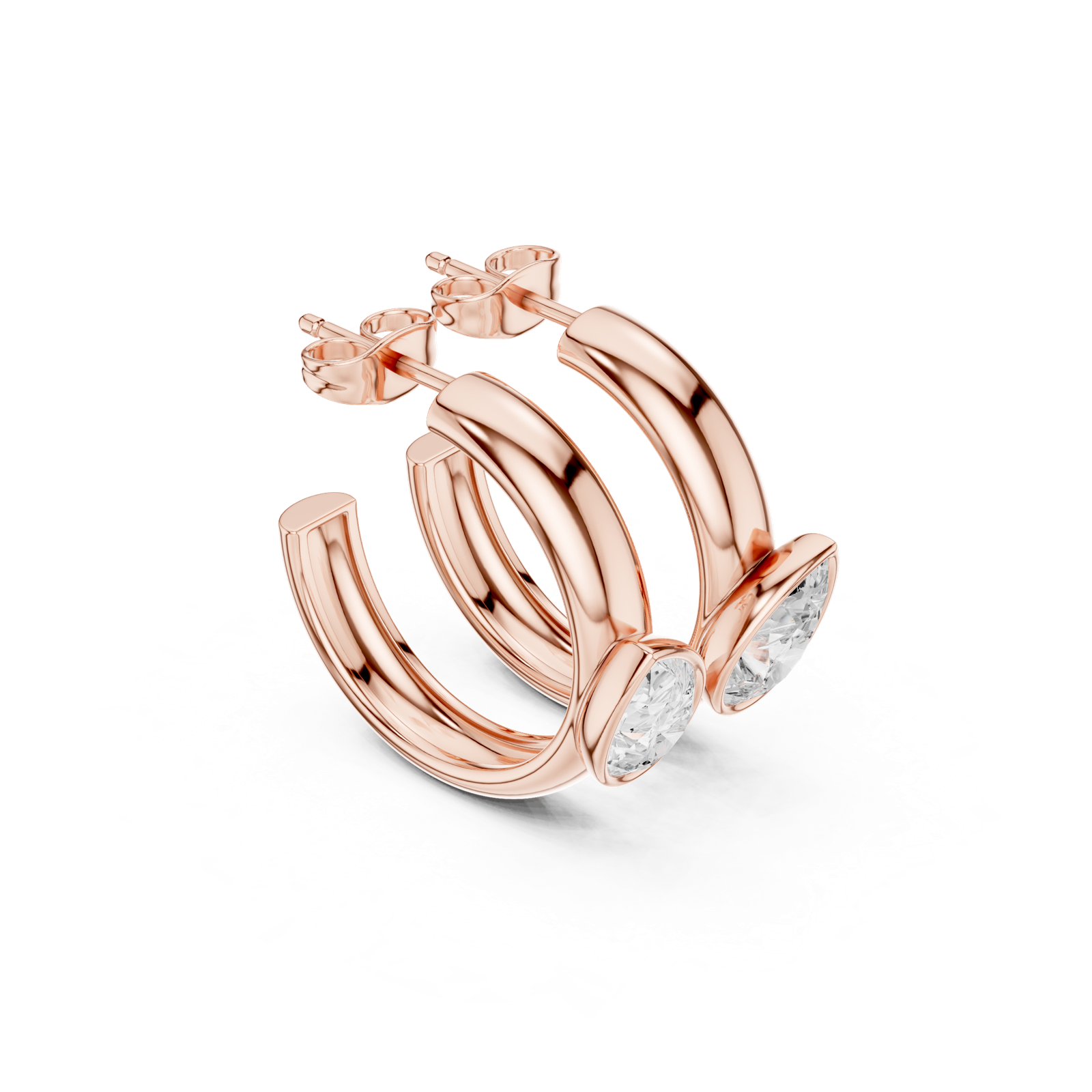 Gold Earrings SBER(34), Rose Gold, view 1