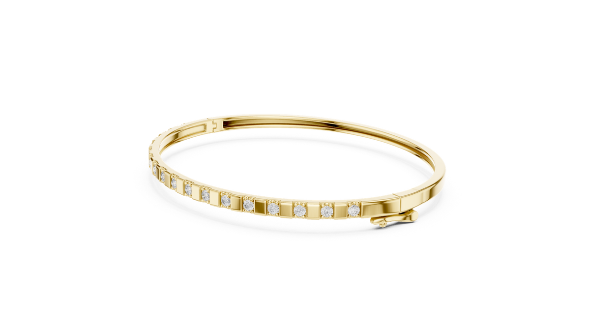 14K Solid Gold Lab Diamond Bracelet, Yellow Gold, view 1