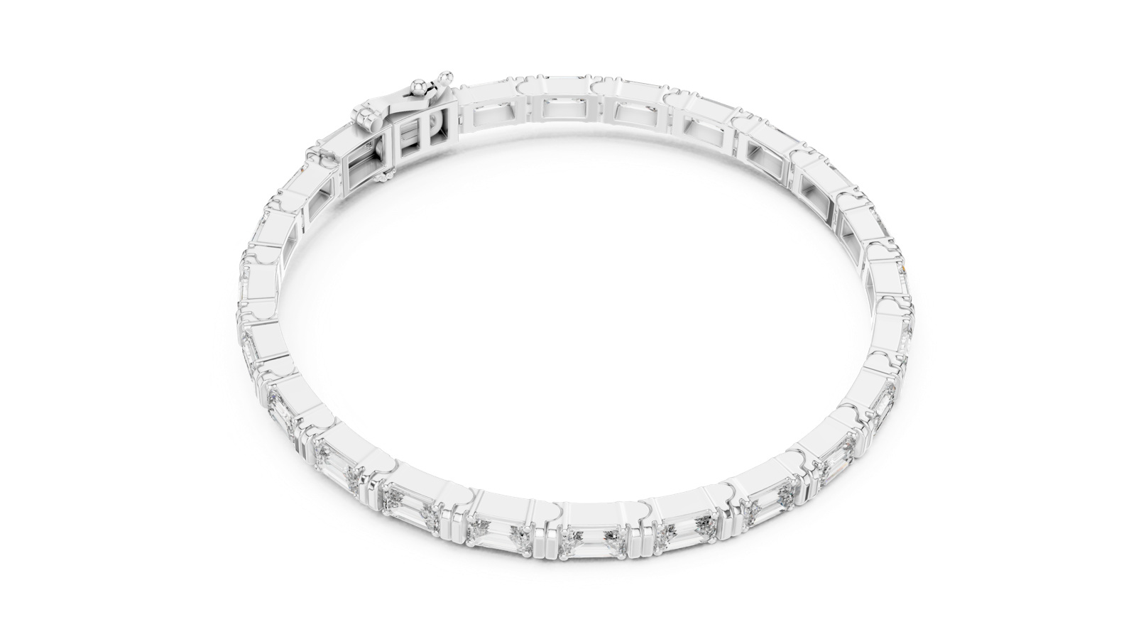 14K Solid Gold Lab Diamond Bracelet, White Gold, view 2