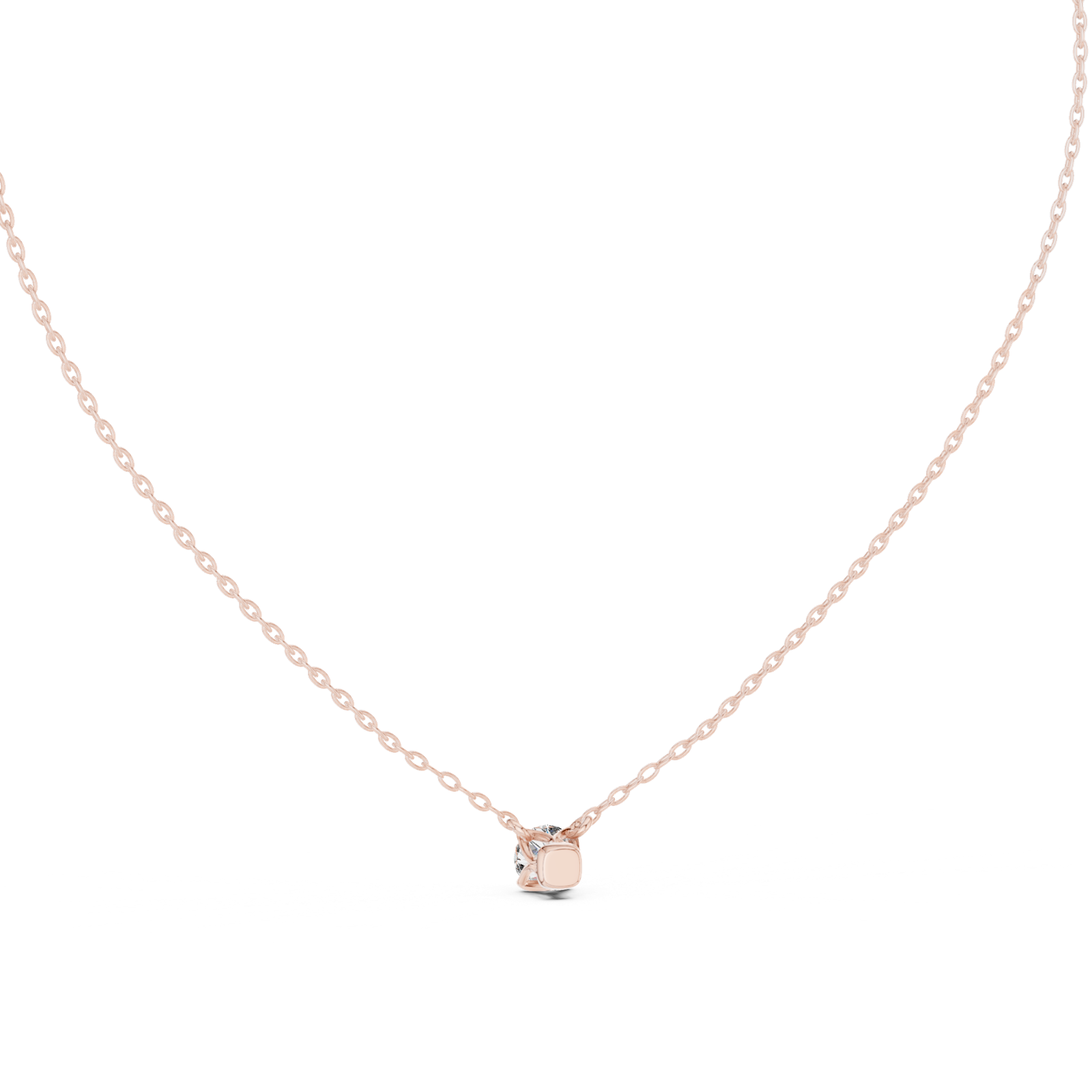14K Solid Gold Lab Diamond Solitaire Pendant Necklace, Rose Gold, view 4