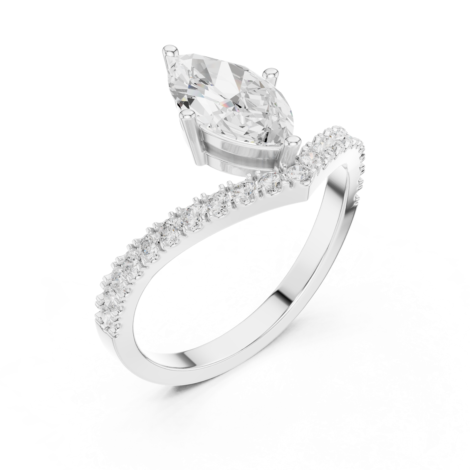 Gold Ring DDLR-1105, White Gold, view 2