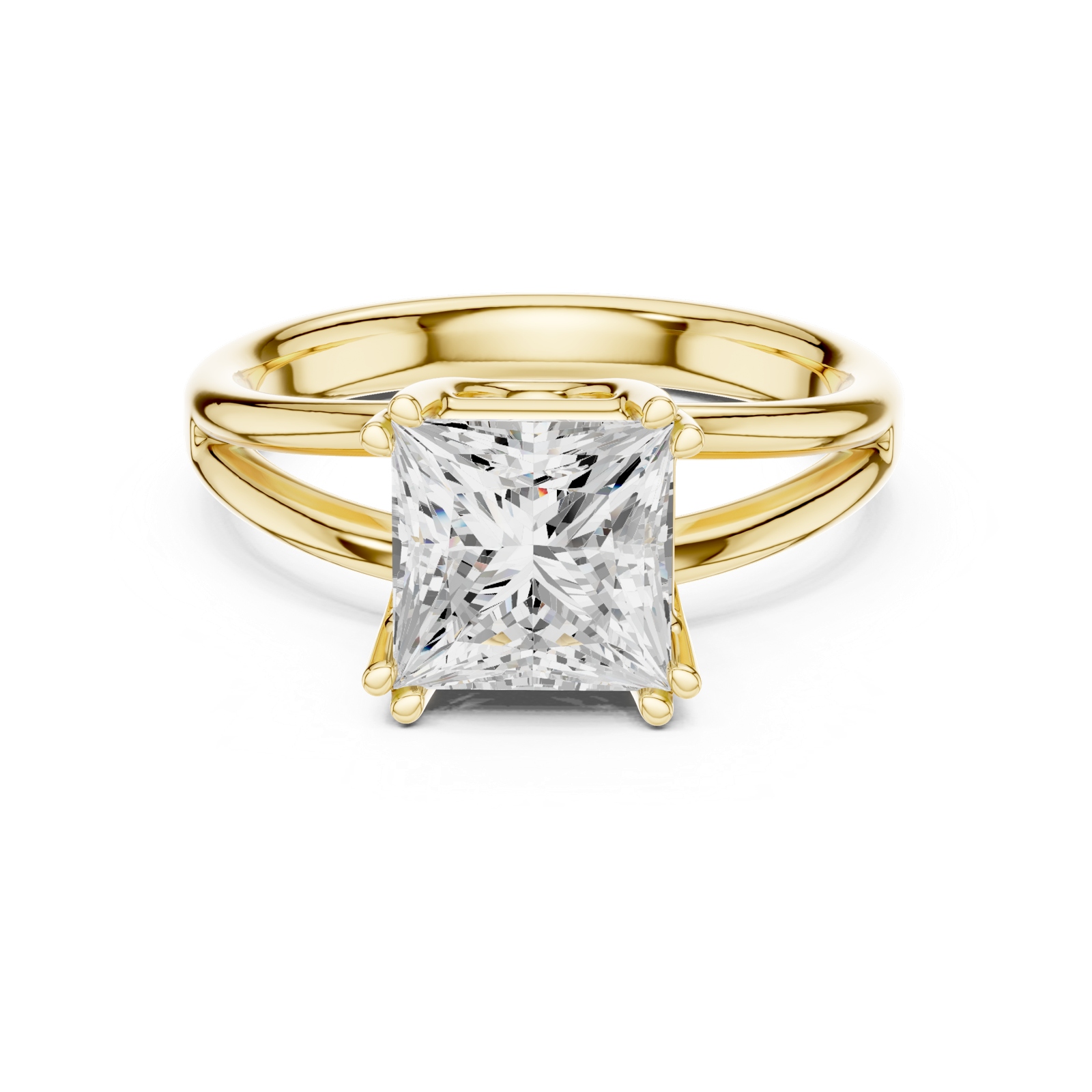 Gold Jewelry L36-7, Princess center stone, Yellow Gold, view 4