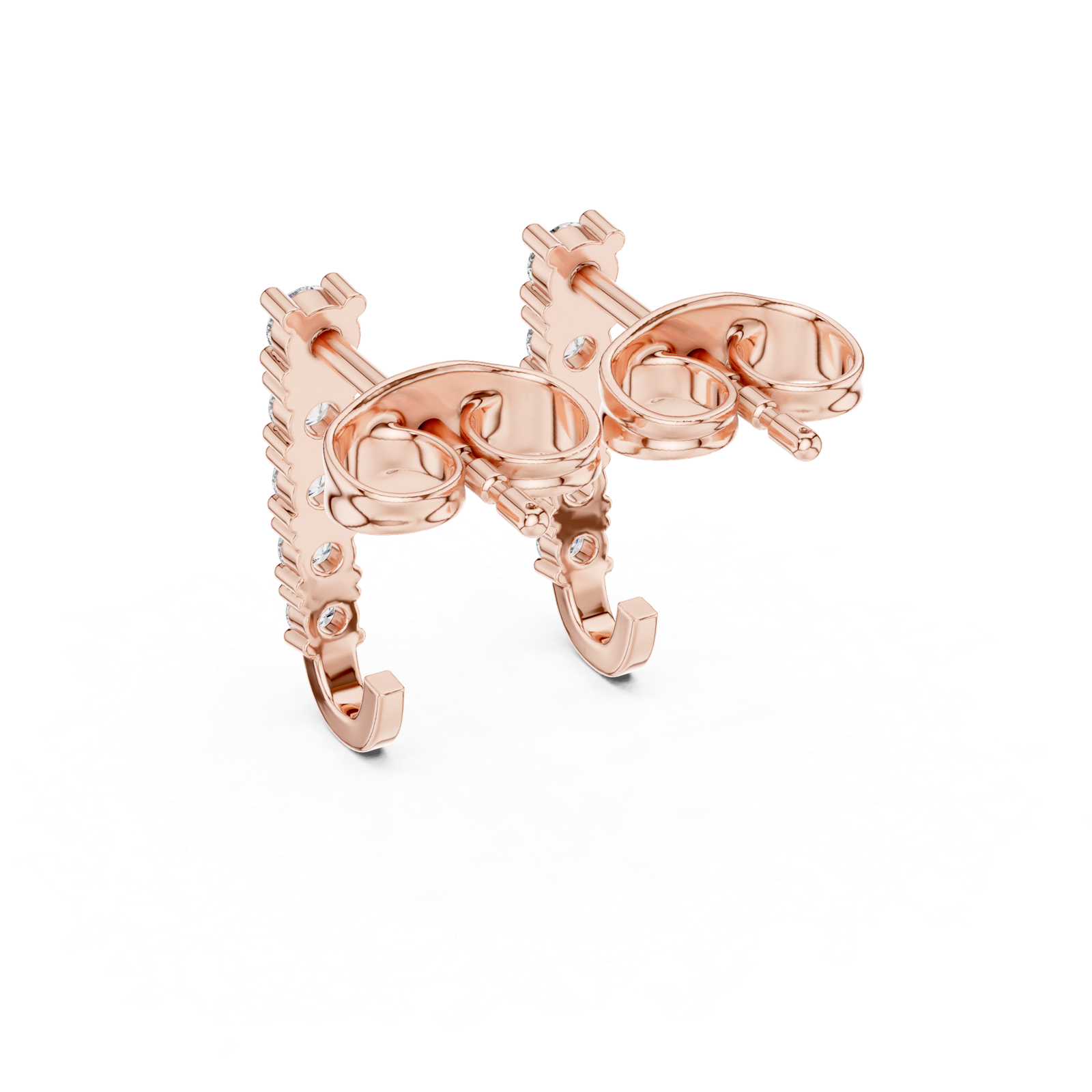 Gold Earrings 9-10077E, Rose Gold, view 3