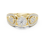 14K Solid Gold Lab Diamond Three-Stone Ring, Yellow Gold