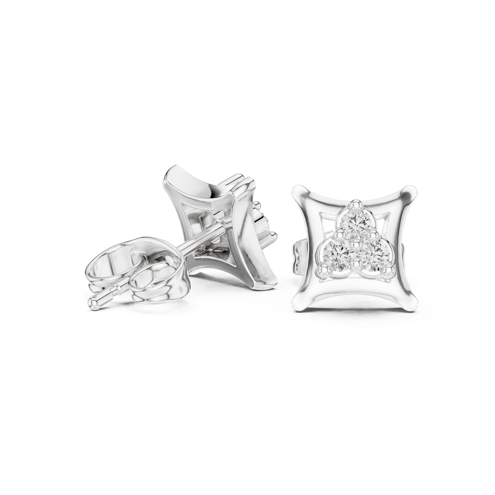 Gold Earrings 9-10060E, White Gold, view 1