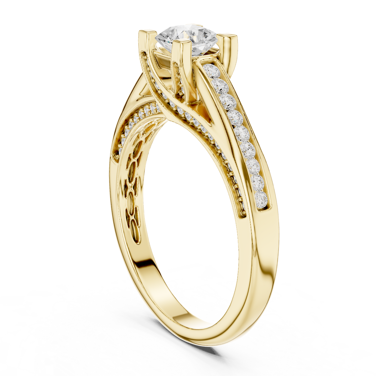 14K Solid Gold Lab Diamond Solitaire Ring, Yellow Gold, view 1