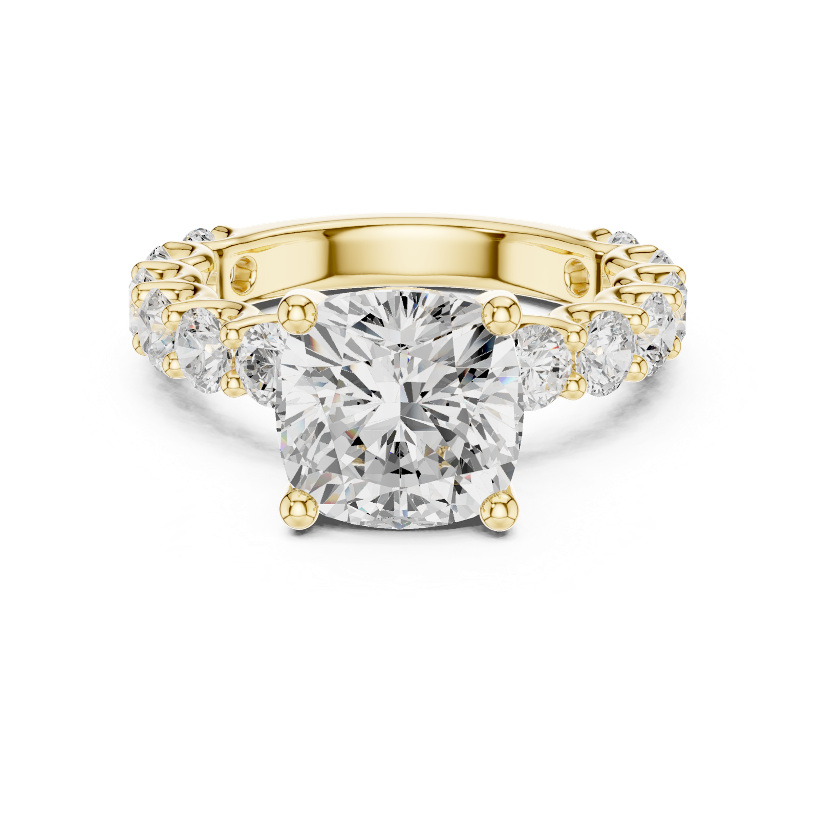 Gold Ring DDLR-087, Cushion center stone, Yellow Gold, view 4