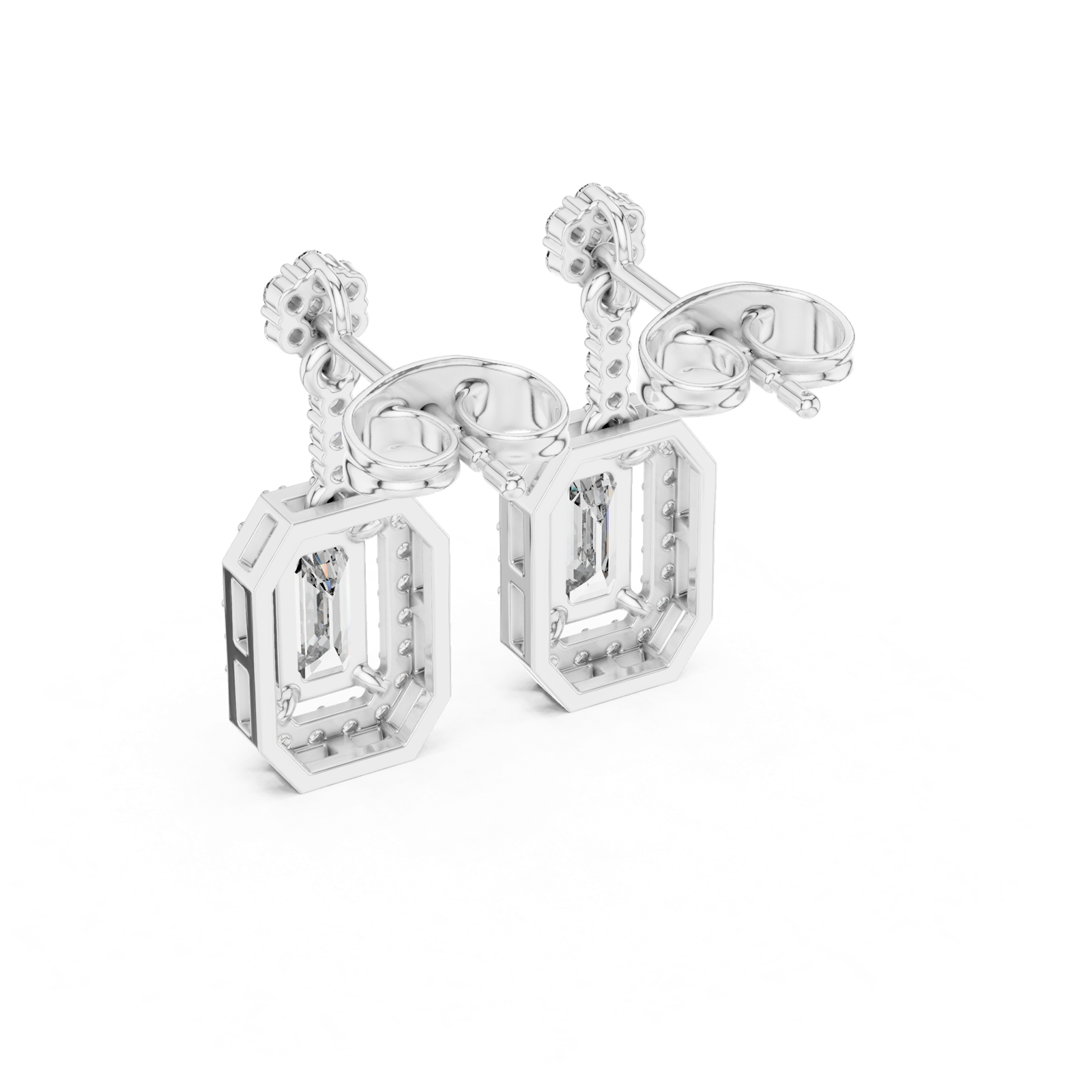 Gold Earrings 3-10011E_156_S, White Gold, view 3