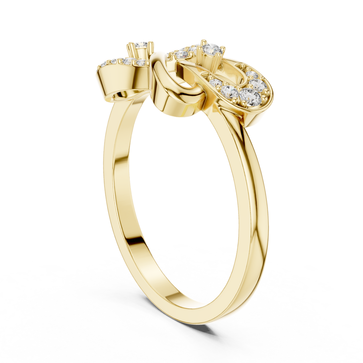14K Solid Gold Lab Diamond Infinity Crossover Ring, Yellow Gold, view 1