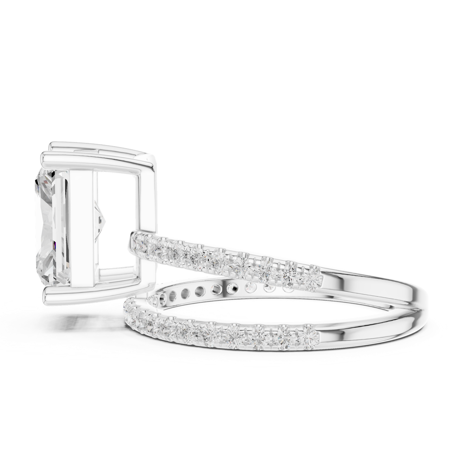 Gold Jewelry L35-39, Radiant center stone, White Gold, view 3