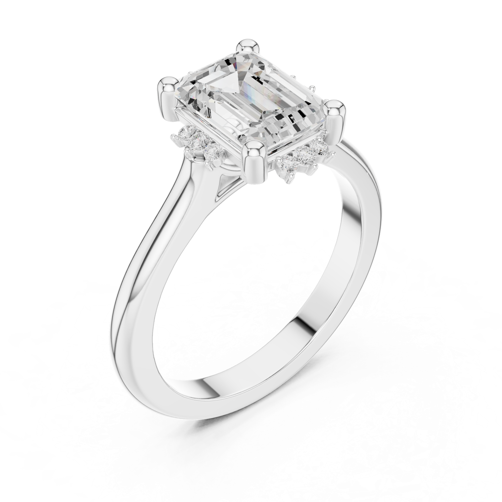 Gold Jewelry L35-123, Emerald center stone, White Gold, view 2