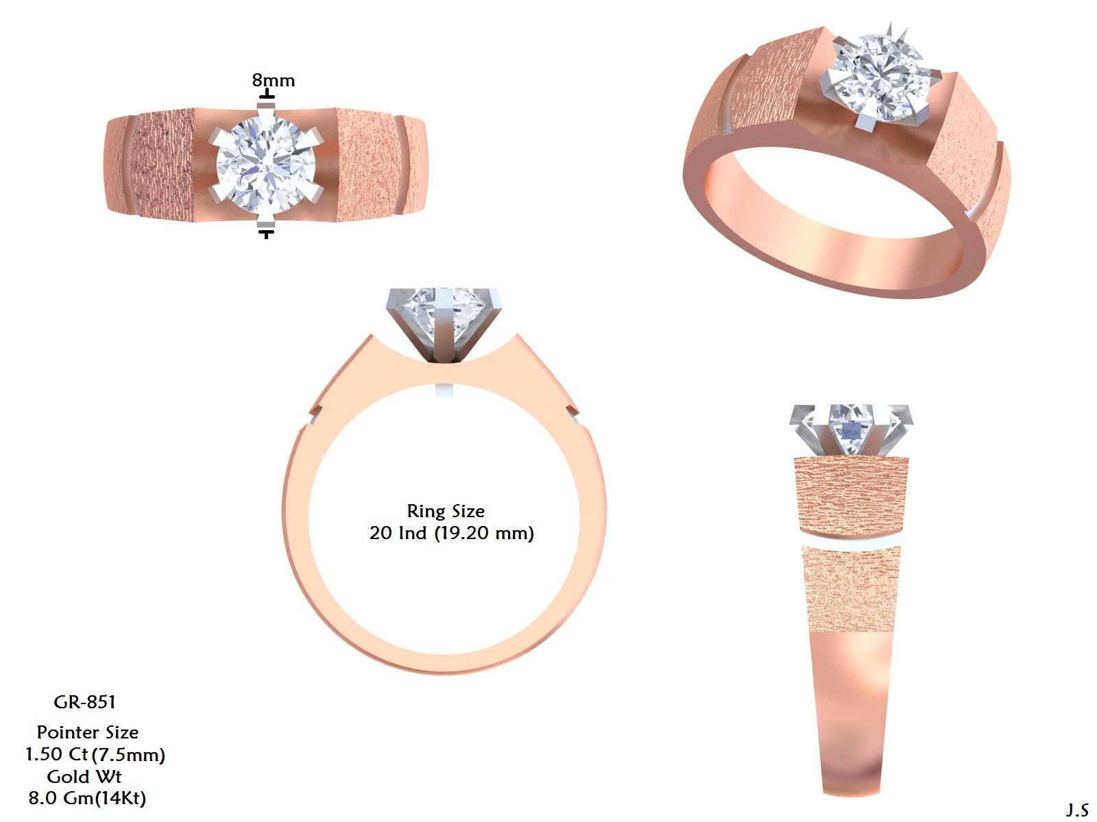 Gold Men's Ring GGR-0027, Yellow Gold, view 50