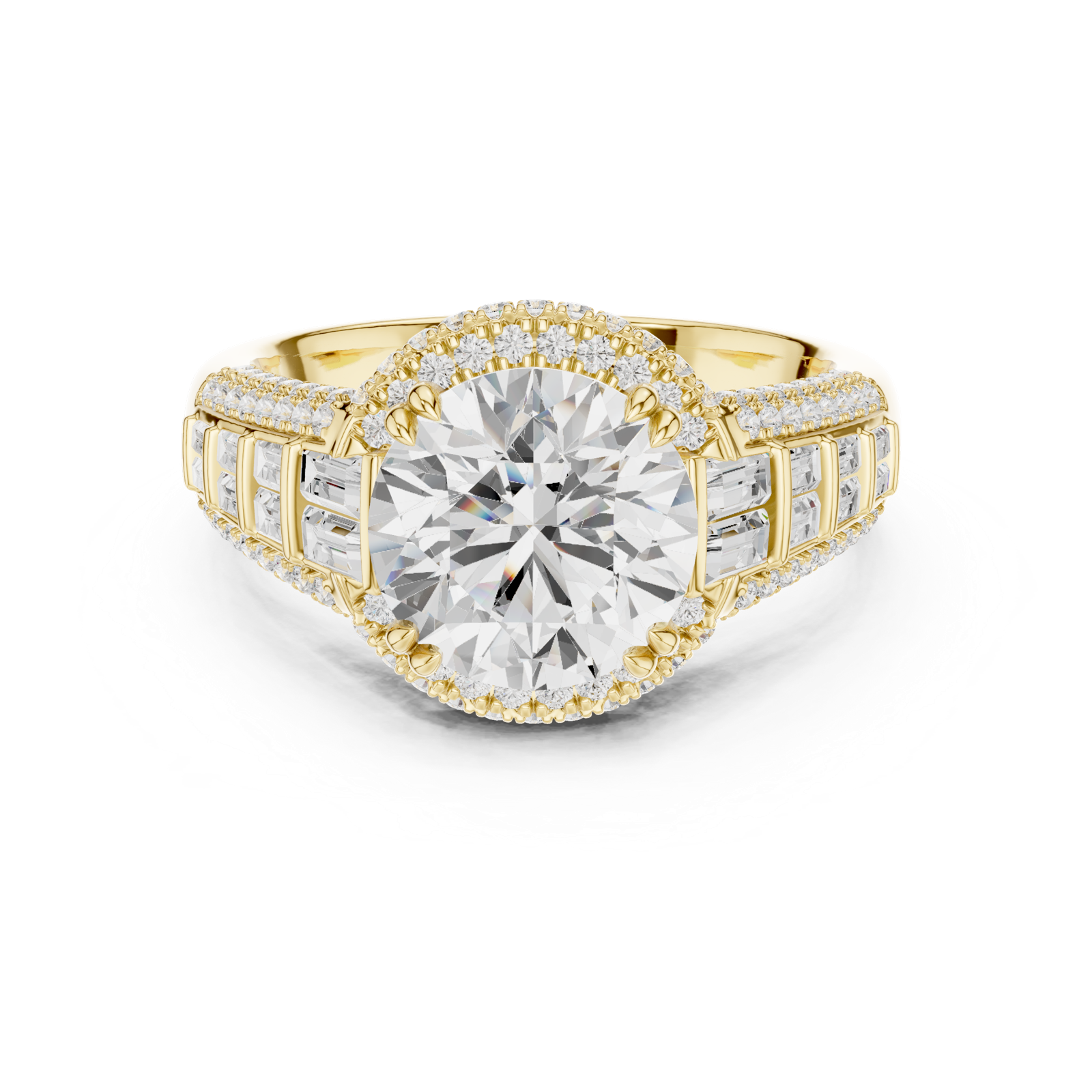 Gold Ring, Round center stone, Yellow Gold, view 4