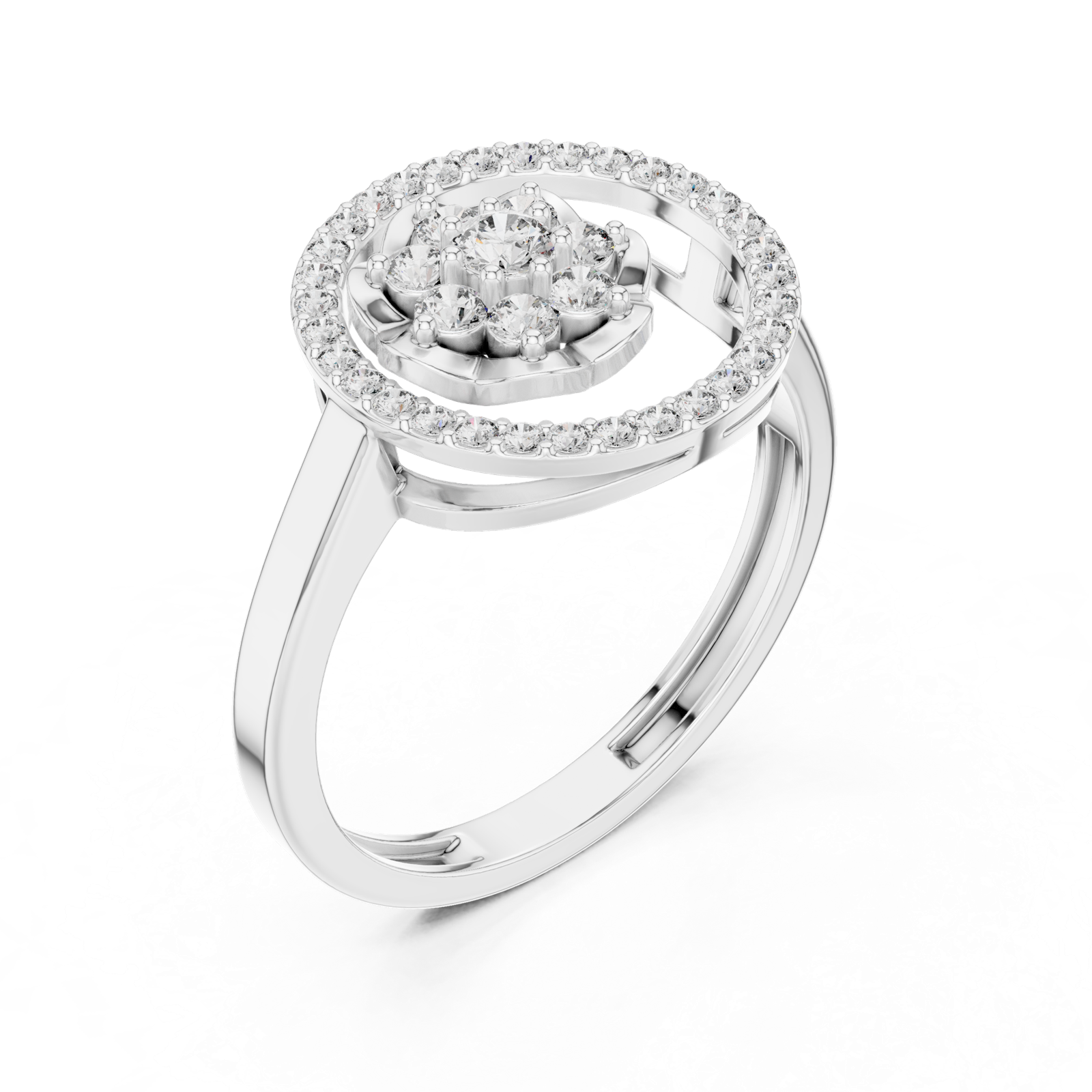 Gold Ring ALR-154, White Gold, view 2