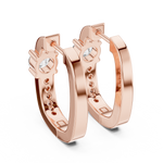 14K Solid Gold Lab Diamond Huggie Earrings, Rose Gold, view 3