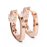 14K Solid Gold Lab Diamond Huggie Earrings, Rose Gold, view 3