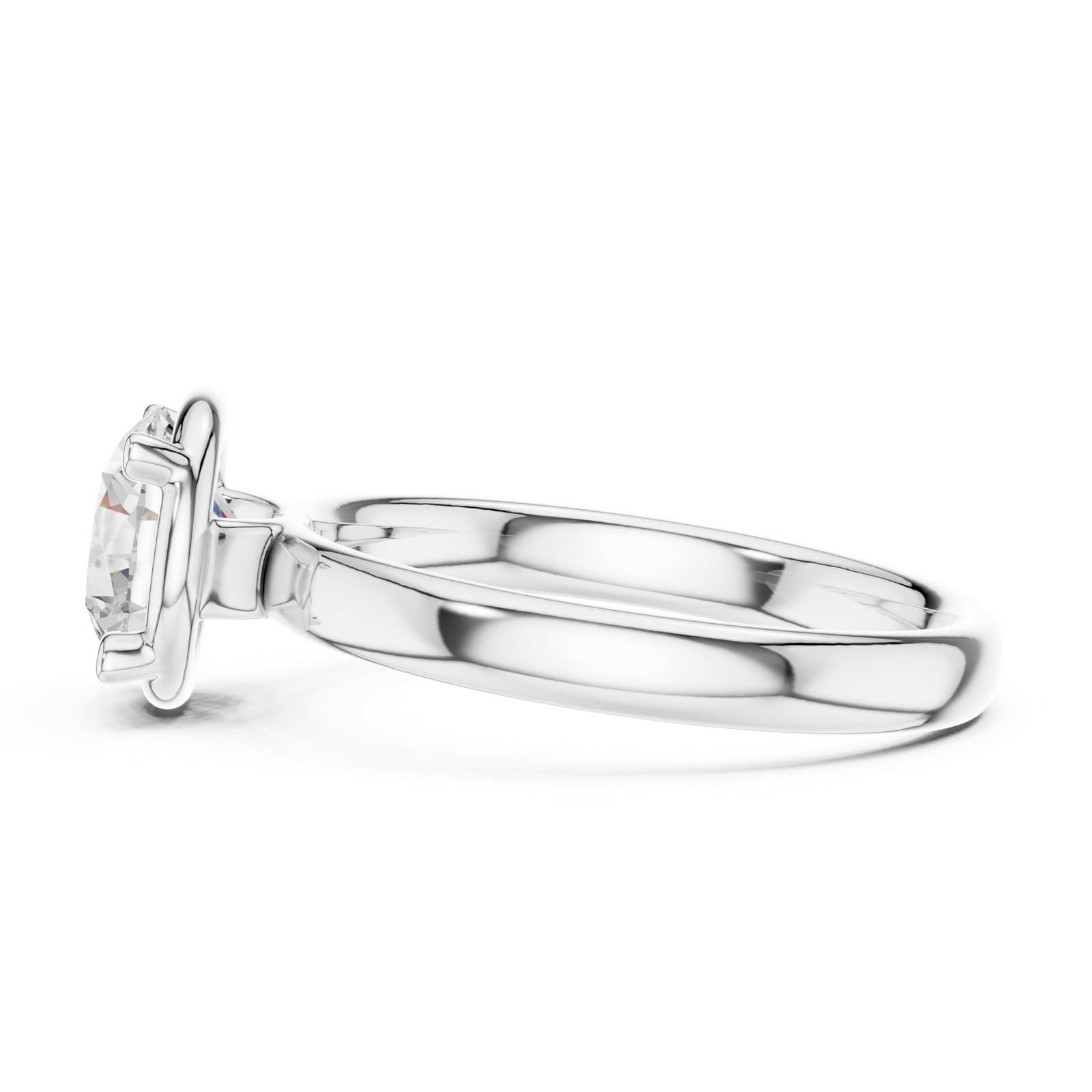 Gold Jewelry L36-10, Round center stone, White Gold, view 3