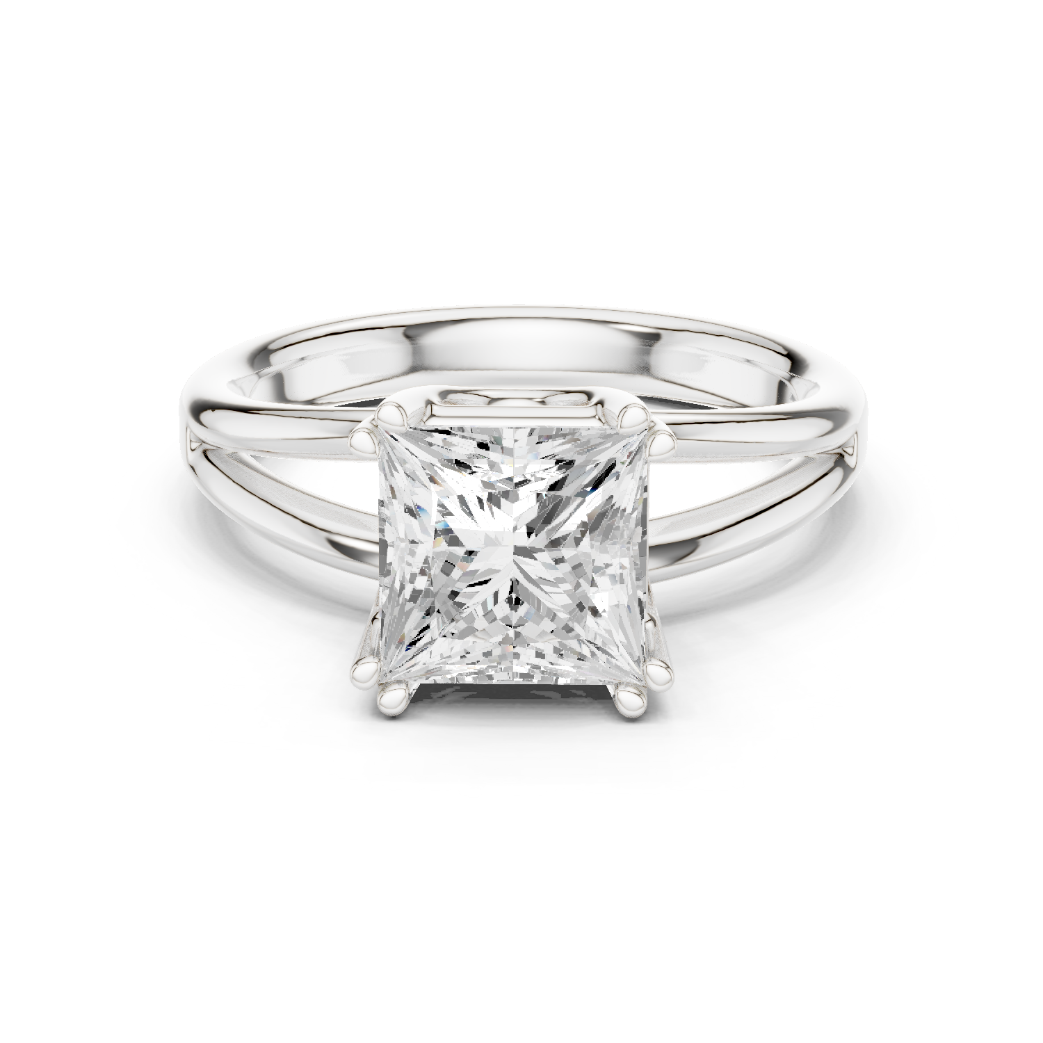 Gold Jewelry L36-7, Princess center stone, White Gold