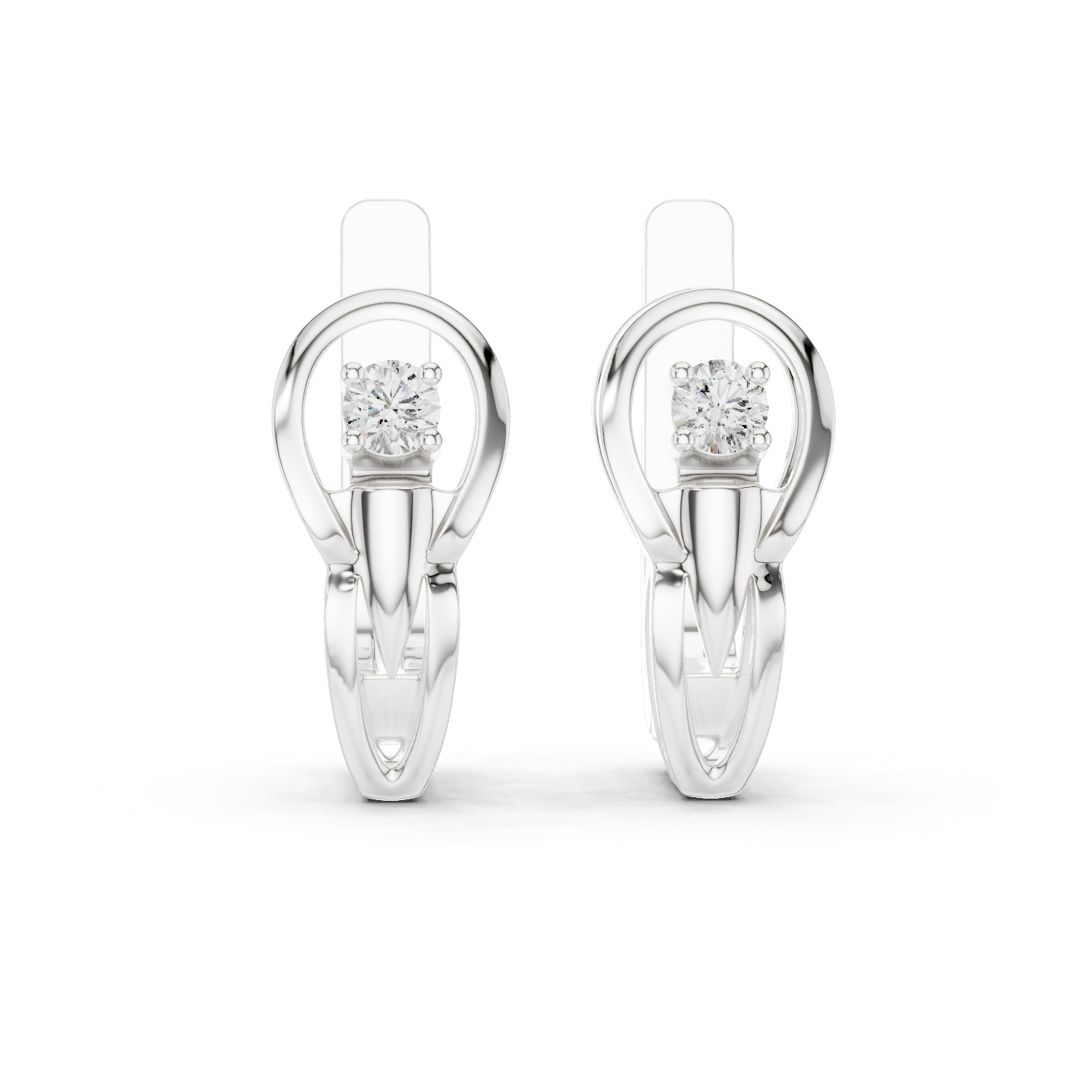 Gold Earrings L03-15, White Gold