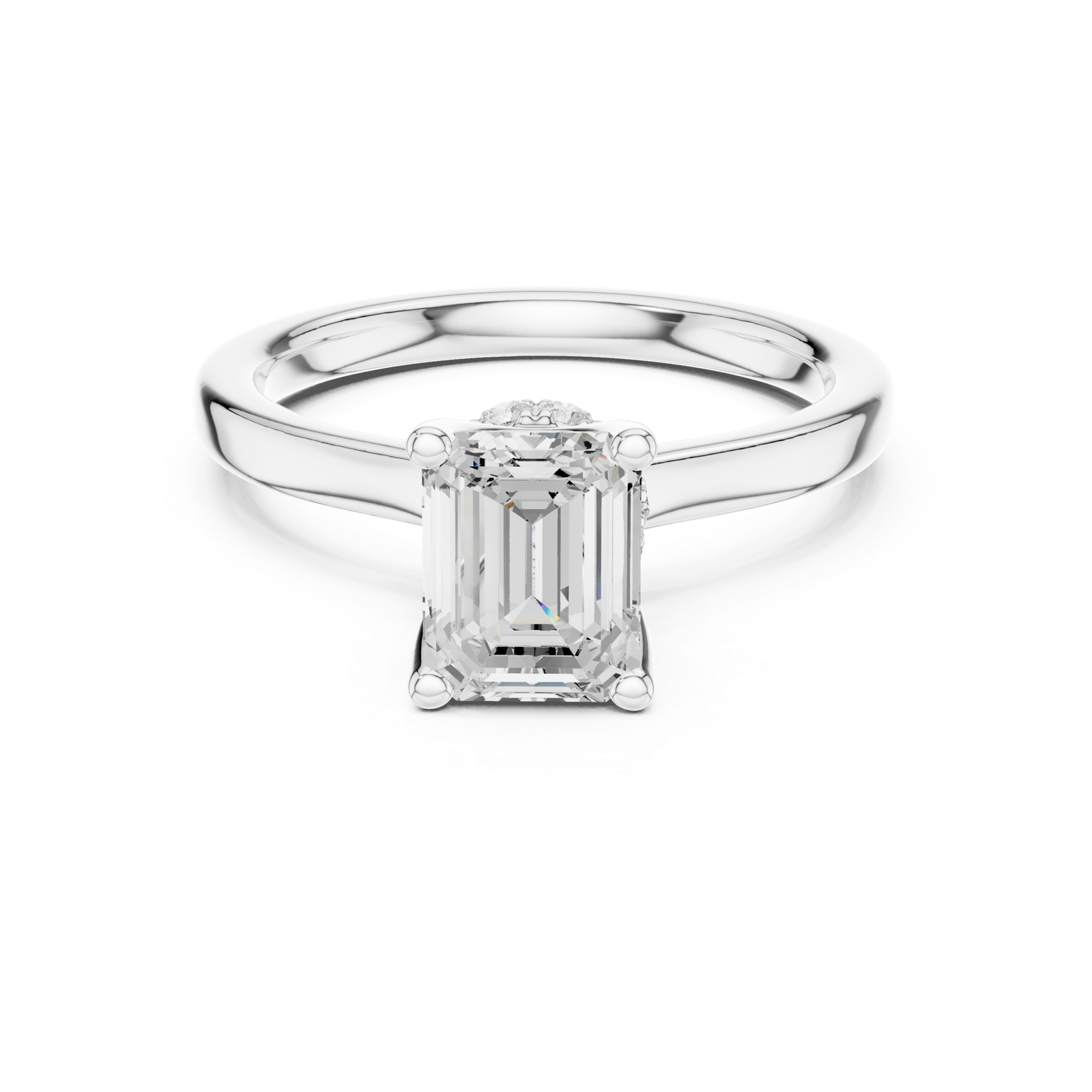 Gold Ring DDLR-176, Emerald center stone, White Gold, view 4
