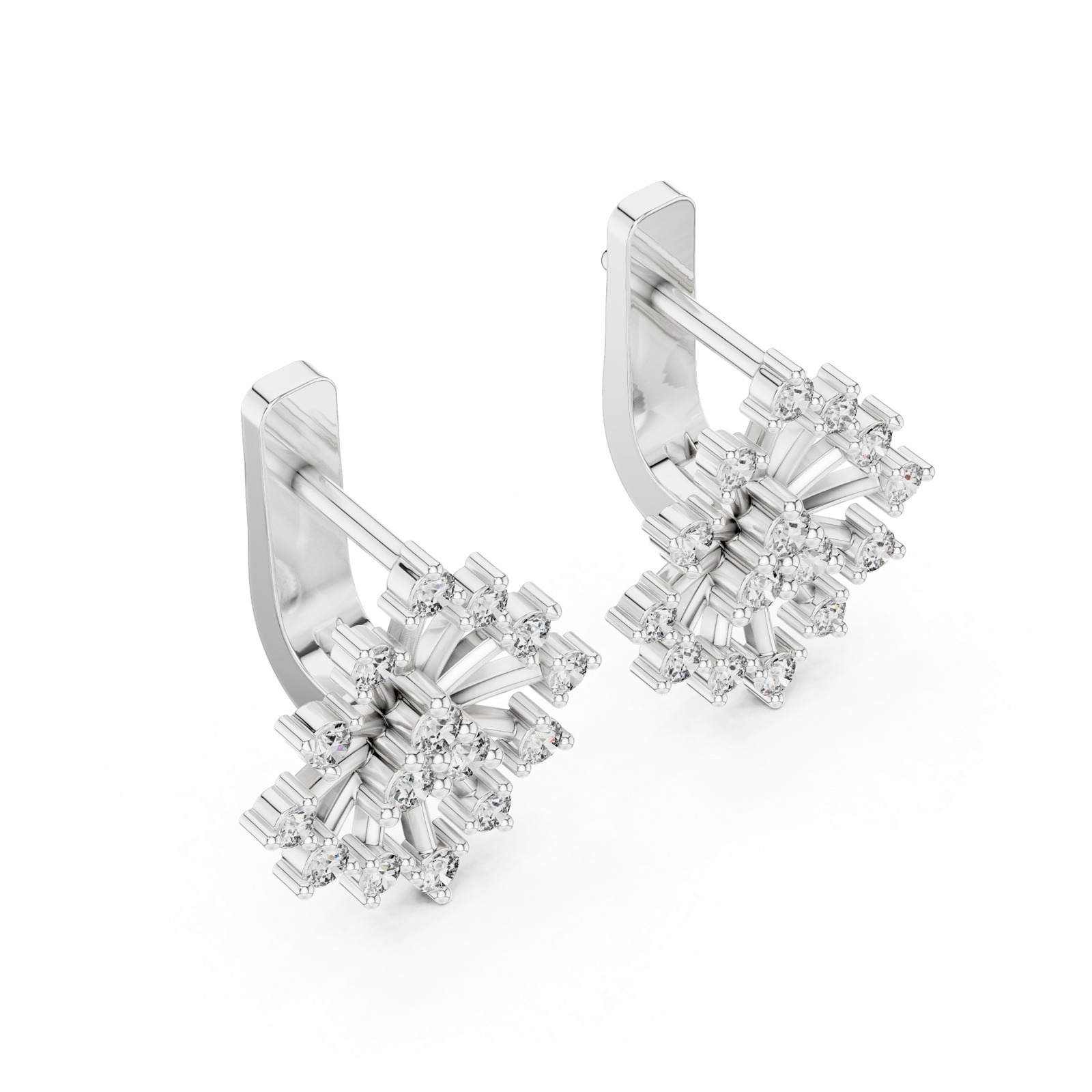 Gold Earrings L03-11, White Gold, view 2