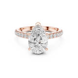 Gold Ring DDLR-258, Pear center stone, Rose Gold, view 4
