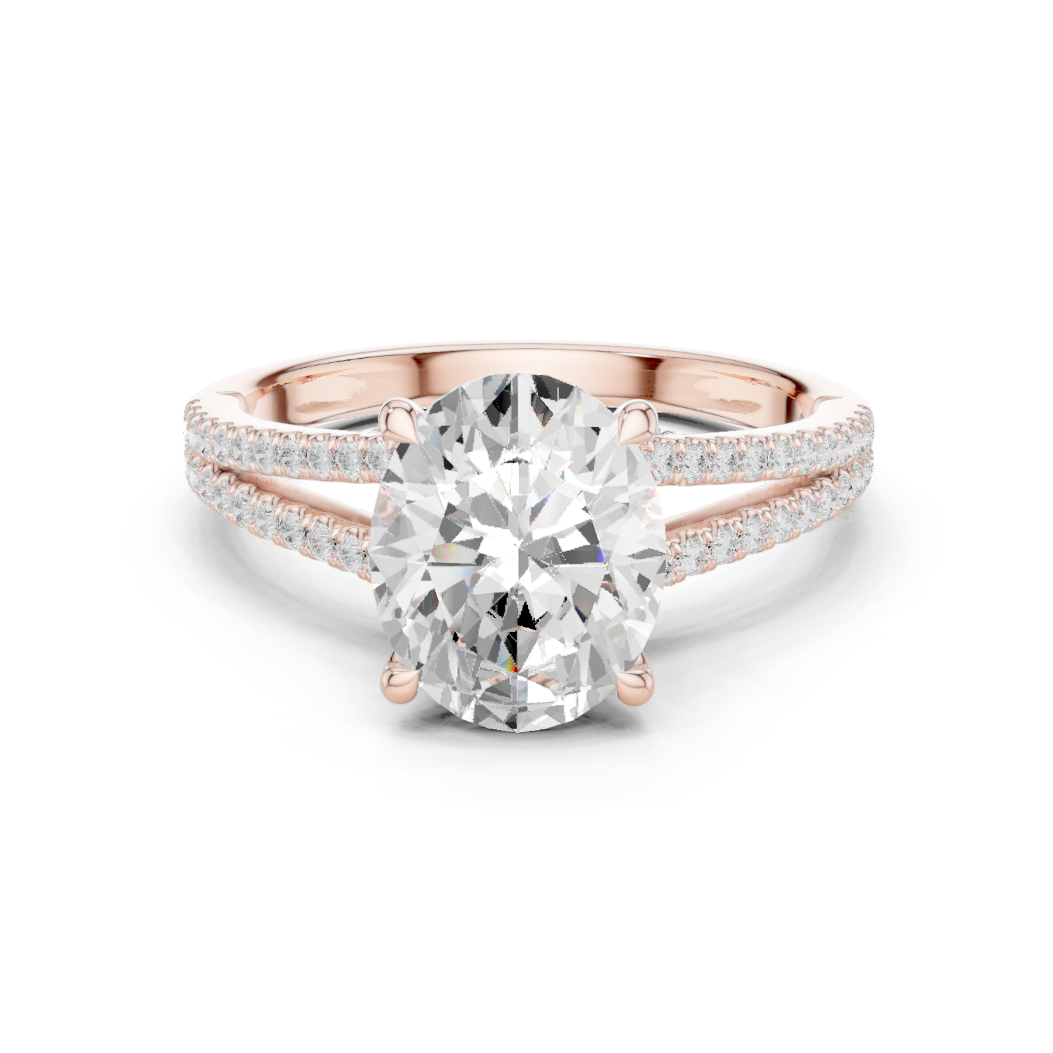 Gold Ring DDLR-252, Oval center stone, Rose Gold