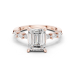 Gold Ring, Emerald center stone, Rose Gold