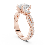 Gold Ring, Heart center stone, Rose Gold, view 1