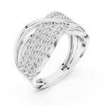 14K Solid Gold Lab Diamond Crossover Ring, White Gold, view 2