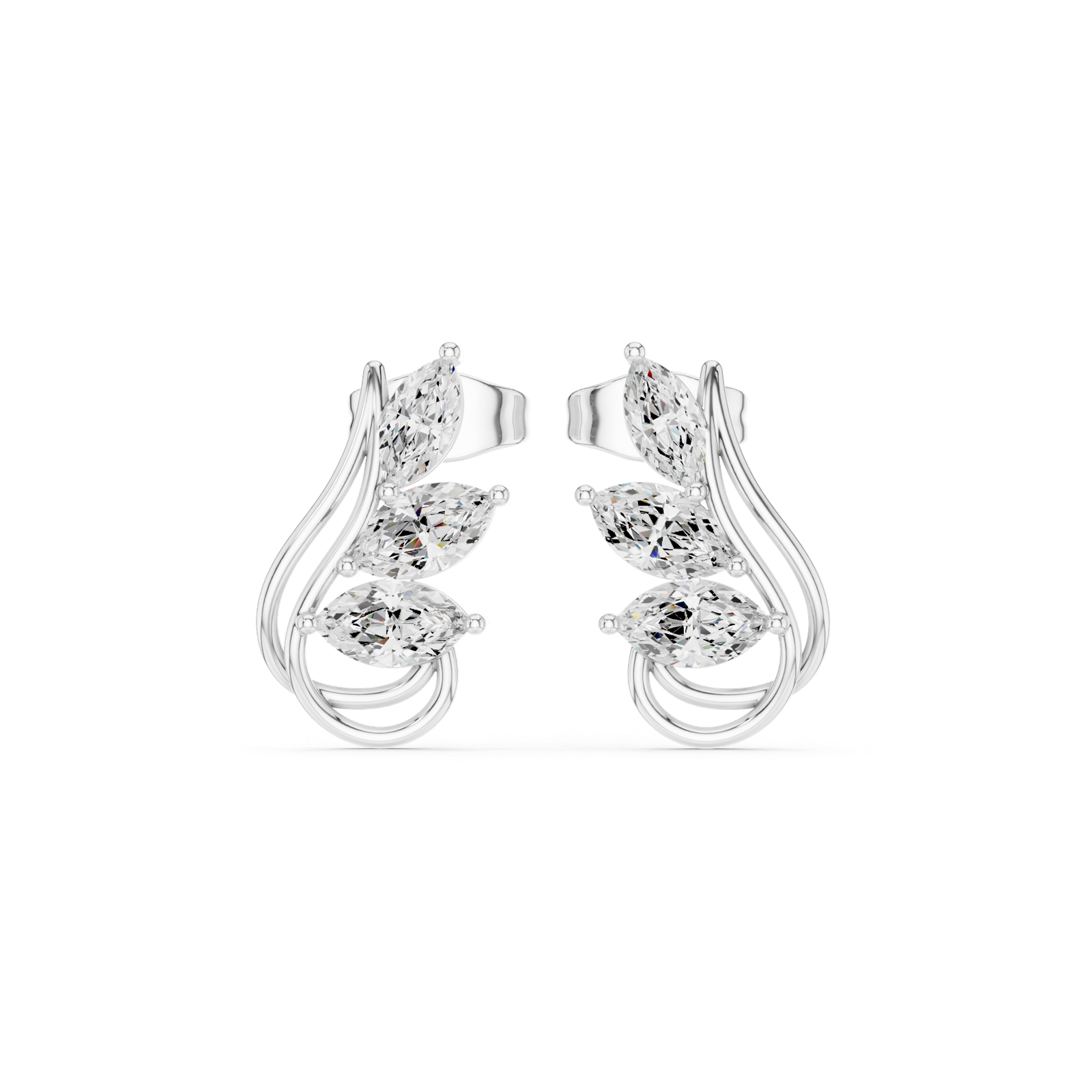 Gold Earrings Avber-97, White Gold
