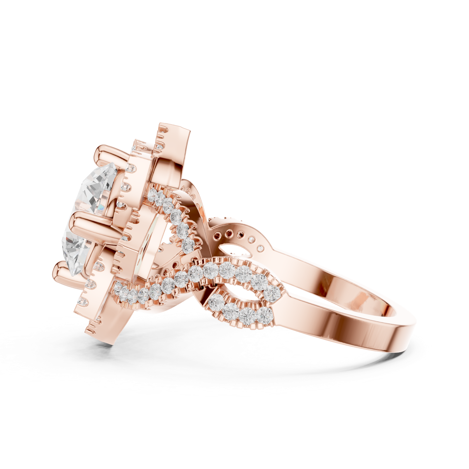Gold Ring DDLR-411, Rose Gold, view 3