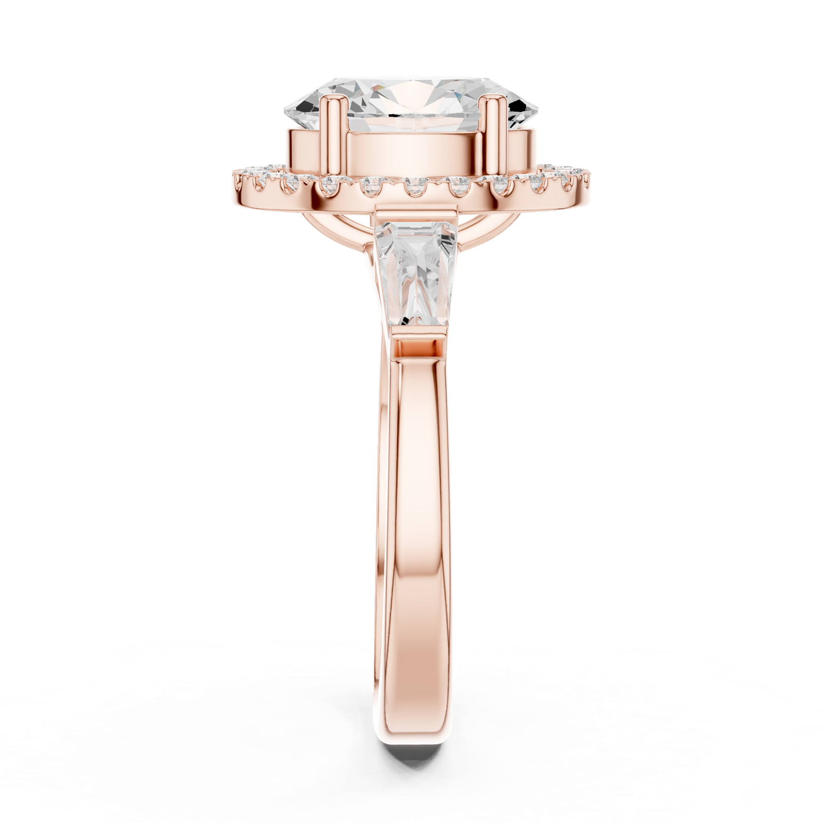 Gold Ring DDLR-342, Oval center stone, Rose Gold, view 3