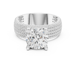 Gold Ring, Round center stone, White Gold, view 4