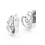14K Solid Gold Lab Diamond Leaf Drop Earrings, White Gold, view 3