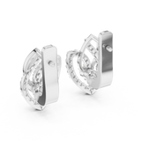 14K Solid Gold Lab Diamond Leaf Drop Earrings, White Gold, view 3