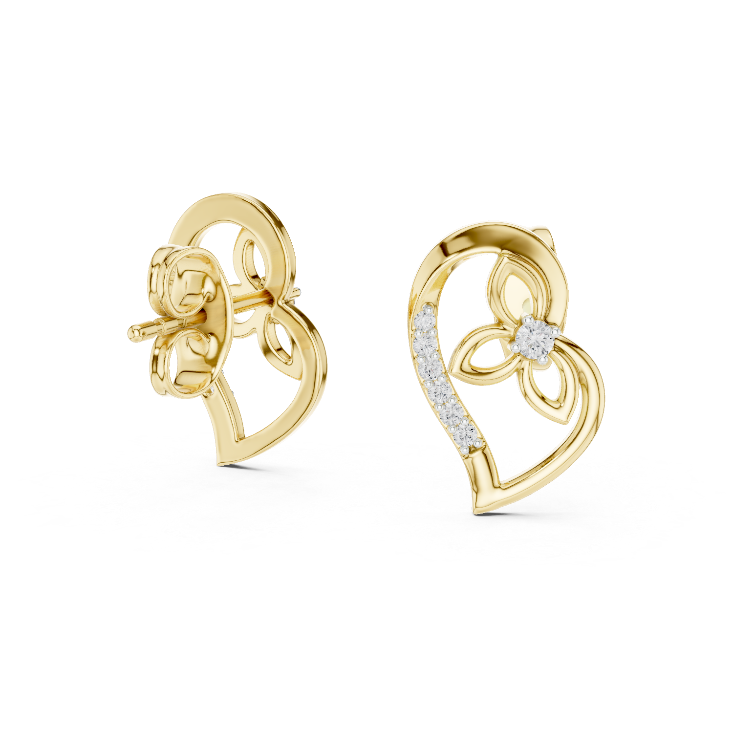 Gold Earrings 12-10031@E, Yellow Gold, view 1