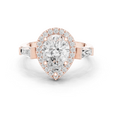 Gold Ring DDLR-342, Pear center stone, Rose Gold