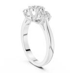 14K Solid Gold Lab Diamond Three-Stone Ring, White Gold, view 1