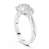 14K Solid Gold Lab Diamond Three-Stone Ring, White Gold, view 1
