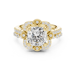 Gold Ring, Cushion center stone, Yellow Gold, view 4