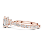 Gold Ring DDLR-165, Asscher center stone, Rose Gold, view 3