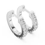 14K Solid Gold Lab Diamond Huggie Earrings, White Gold, view 2